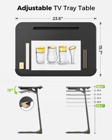 No-assembly SAIJI Tray saves setup time beside couch or bed