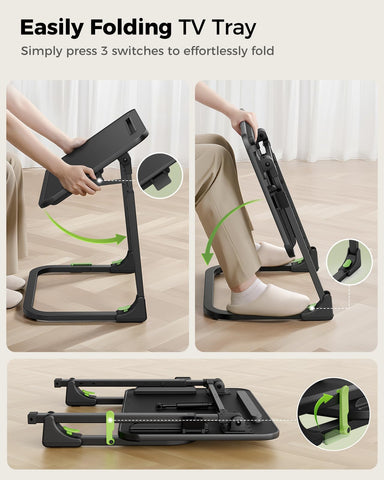 SAIJI Foldable TV Tray in unfolded view ready for meals or laptop work