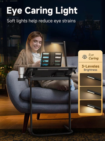 SAIJI XXL TV Tray Table foldable lamp for adjustable lighting.