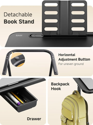 SAIJI XXL TV Tray Table book stand keeps pages accessible.