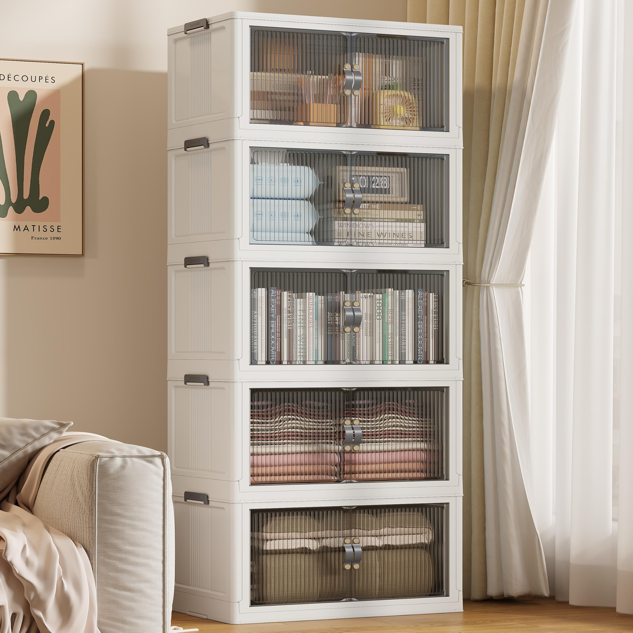 SAILUN stackable storage bin with lid keeps closets tidy and accessible
