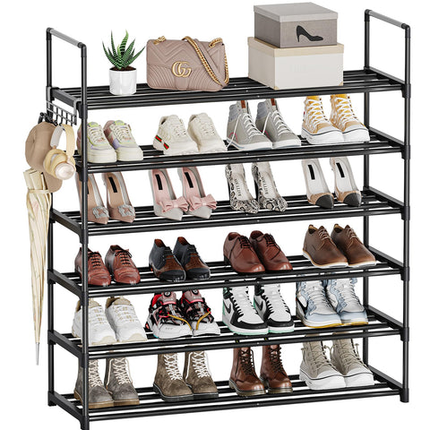 Saincustom 6-tier shoe rack front view with ample storage for everyday footwear.