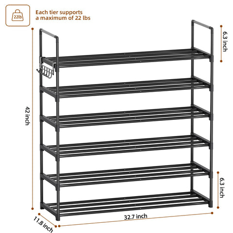 Saincustom bottom-tier shelf offers easy access to frequently worn shoes.