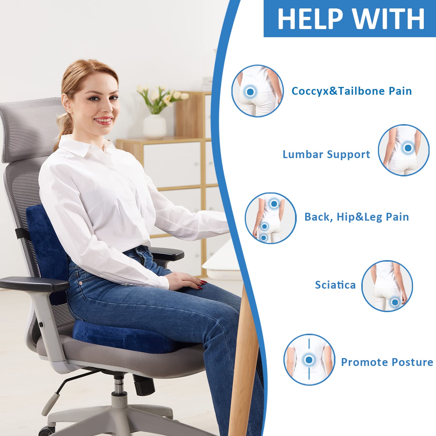 SAIREIDER lumbar pillow contouring support for better posture on long workdays