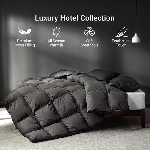 Saisier Goose Down Comforter loft detail reveals even distribution for consistent warmth.