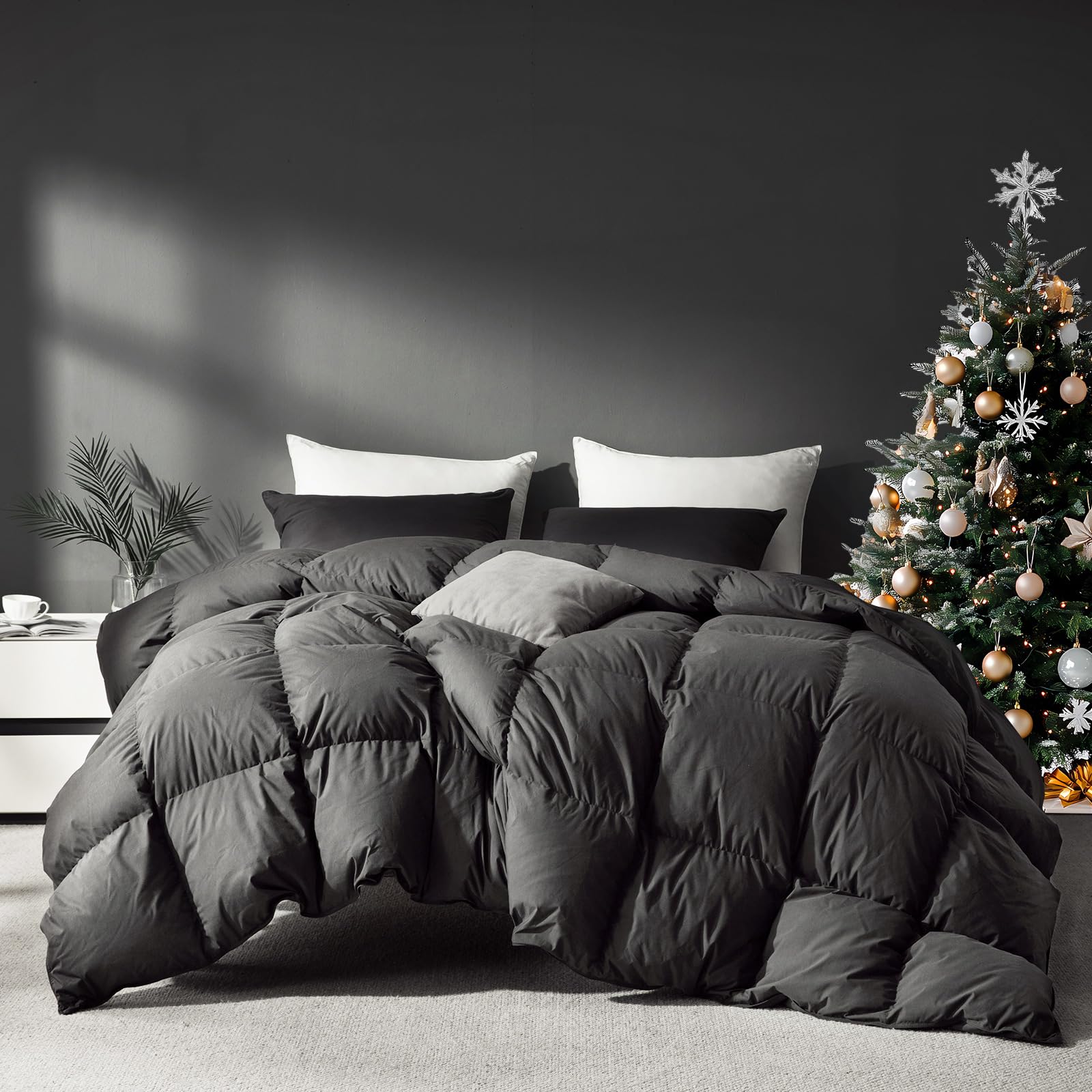Saisier Grey Goose Down Comforter in queen size with plush fabric for all-season comfort