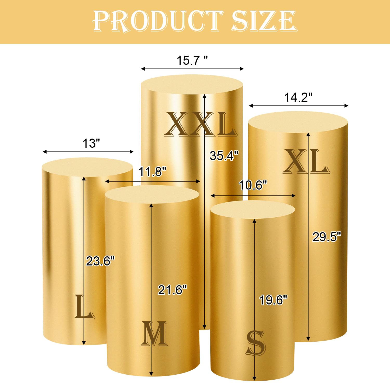 SaitiMade gold cylinder stand cover fits most pedestals for quick decor updates