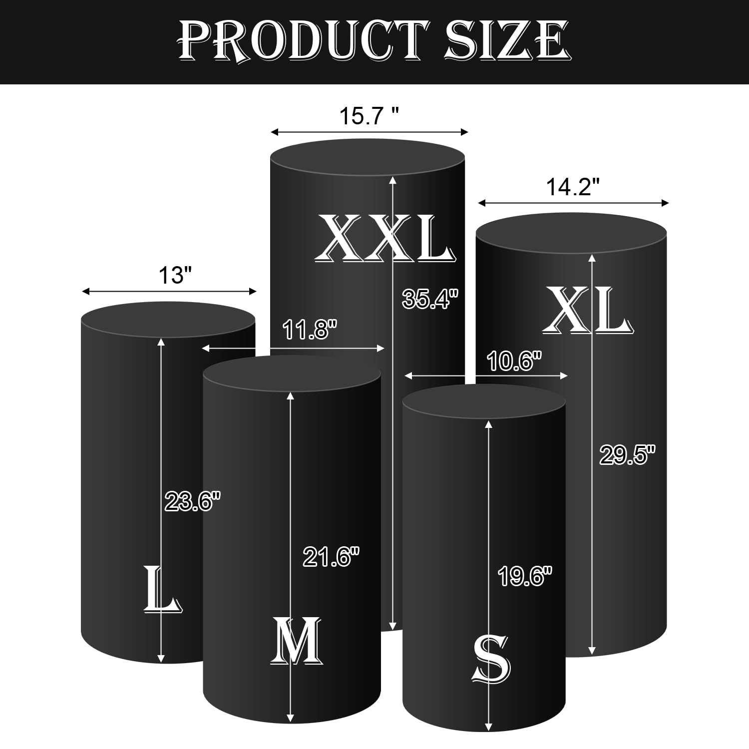 Five size options help quickly fit most pedestal stands during celebrations.