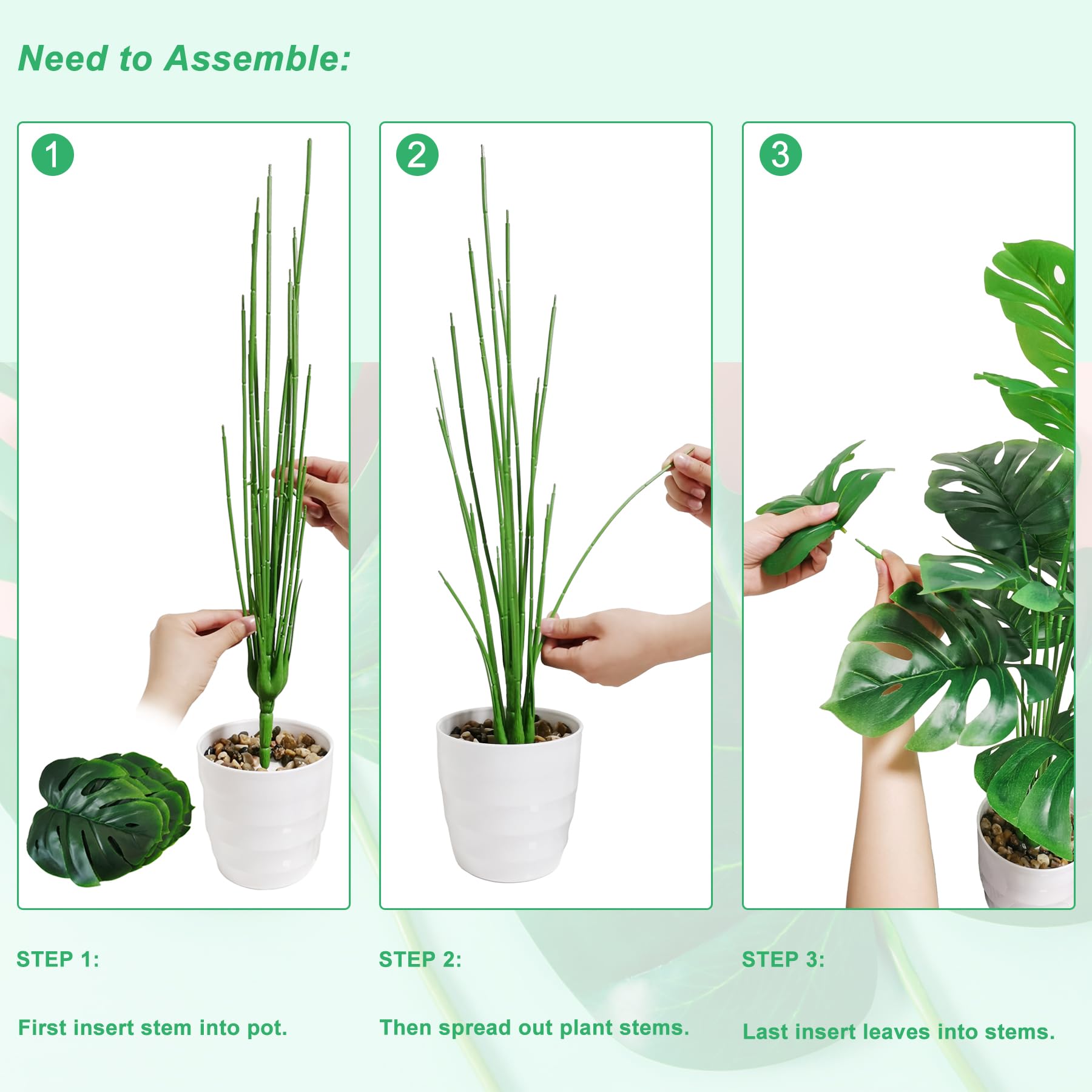SAJANDAS 28-inch artificial Monstera deliciosa adds height and lush impact indoors.