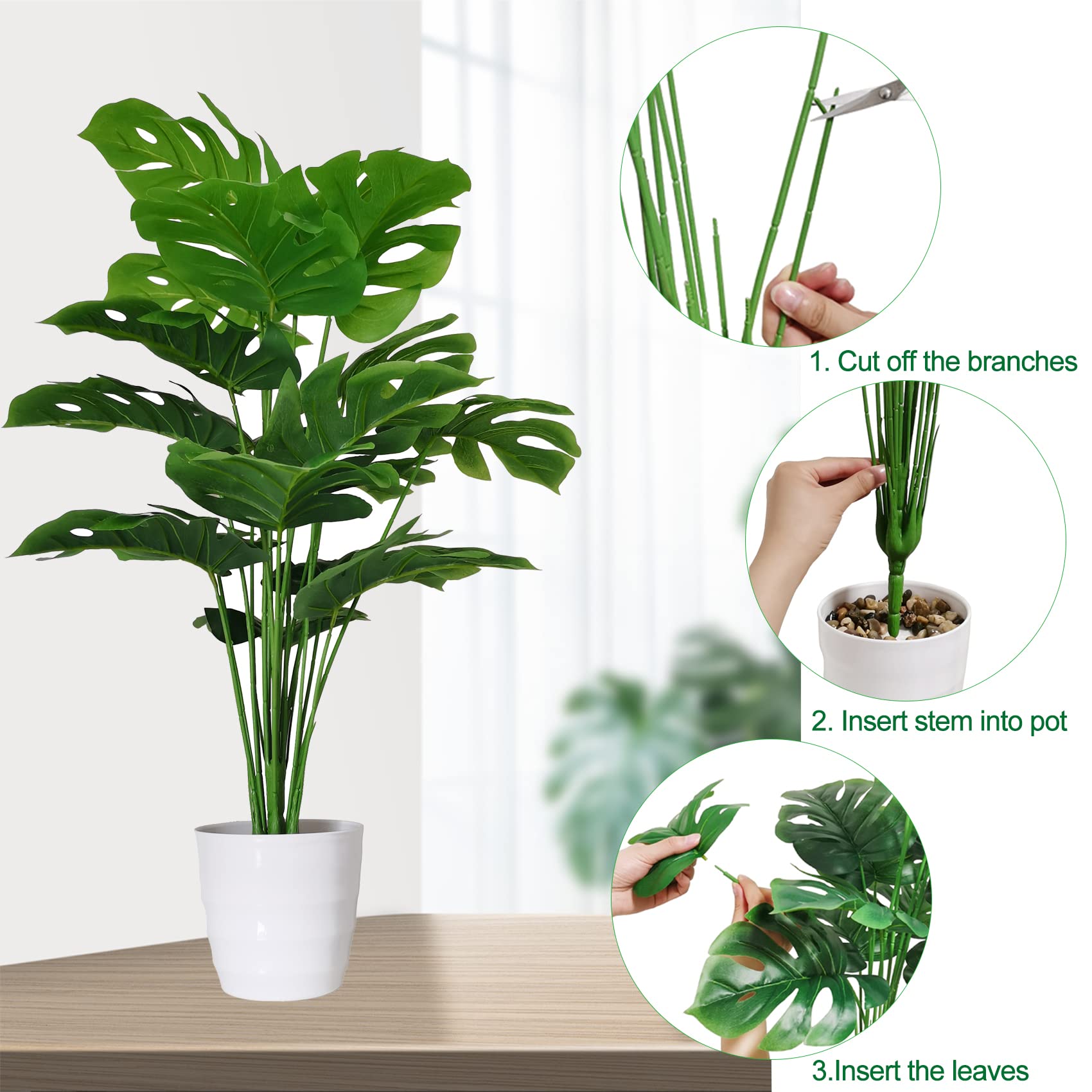 SAJANDAS Monstera assembly-ready branches and leaves for customizable indoor decor.