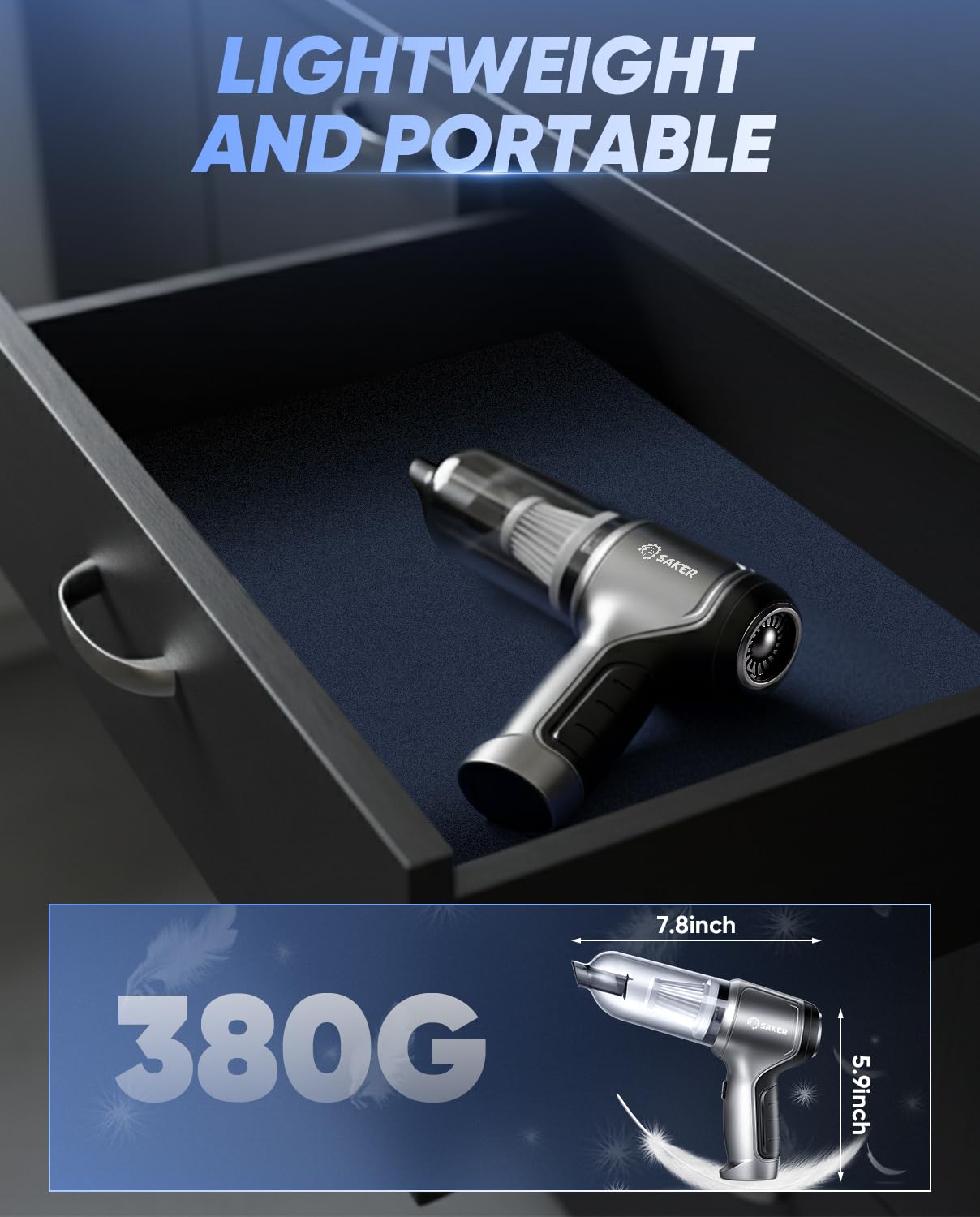 Saker HL107B cordless portability for cars, offices, homes