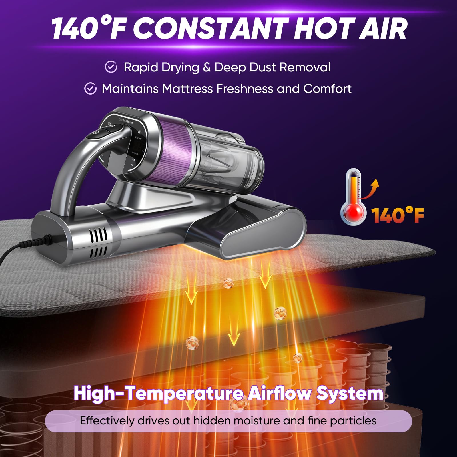 Saker aroma compartment releases a subtle scent during cleaning for a fresh bed.