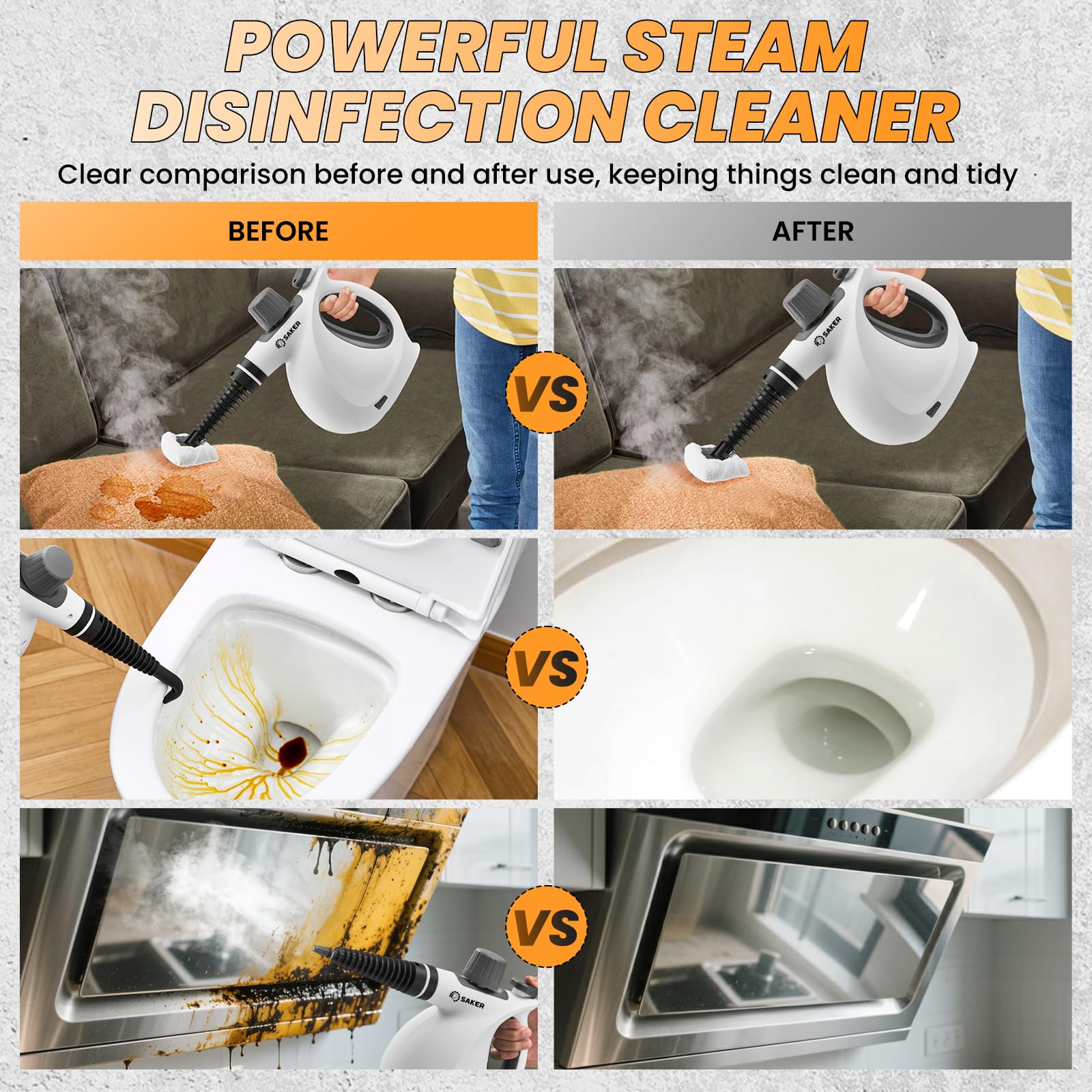 Saker steam cleaner with 350ml water tank for longer cleaning sessions