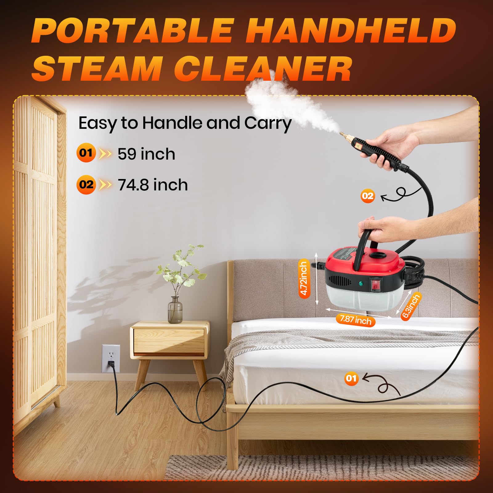 SakerPlus steam cleaner delivers 105°C steam to tackle stubborn grime effectively