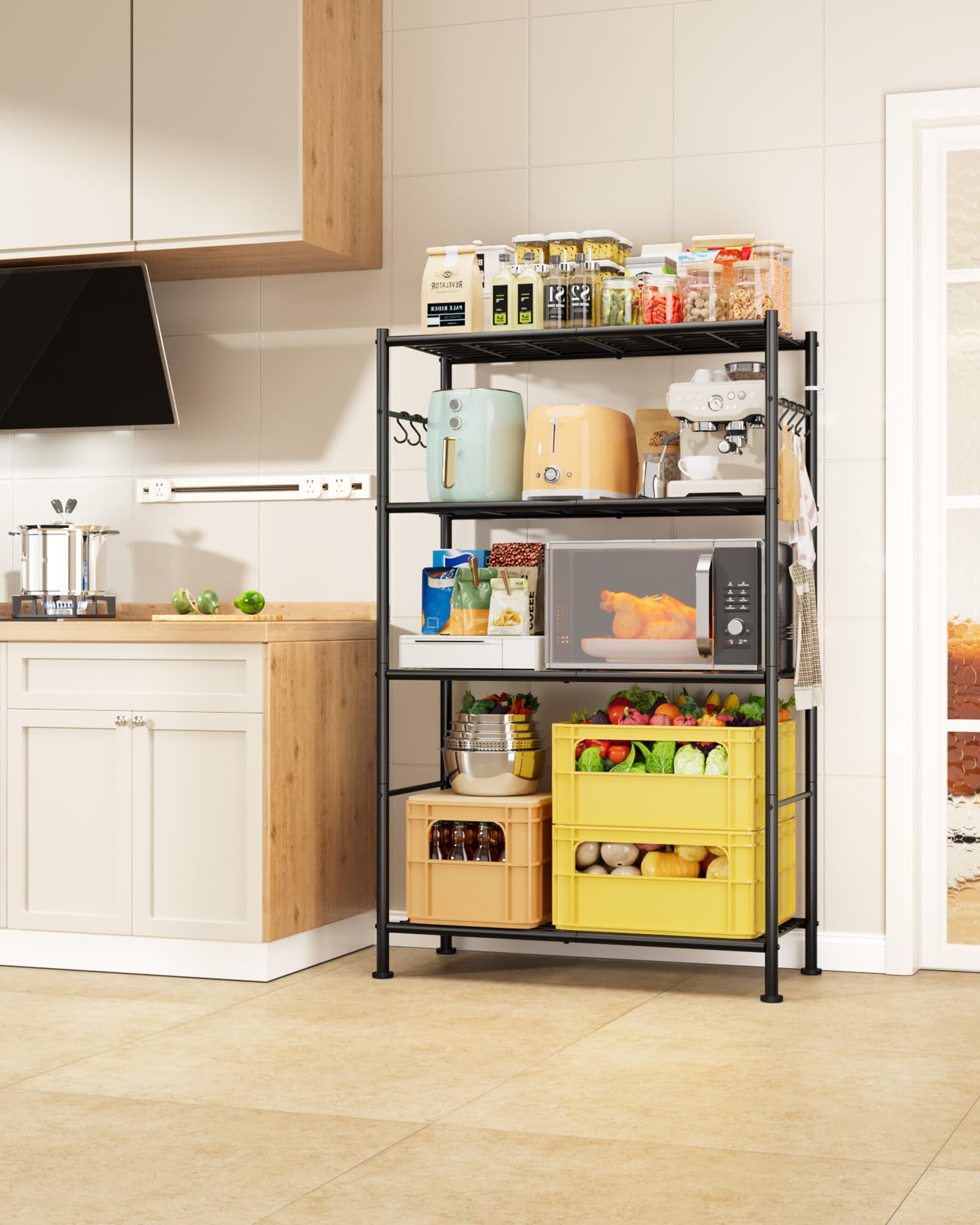 Sakugi 4-Tier shelf black finish suits modern spaces and décor