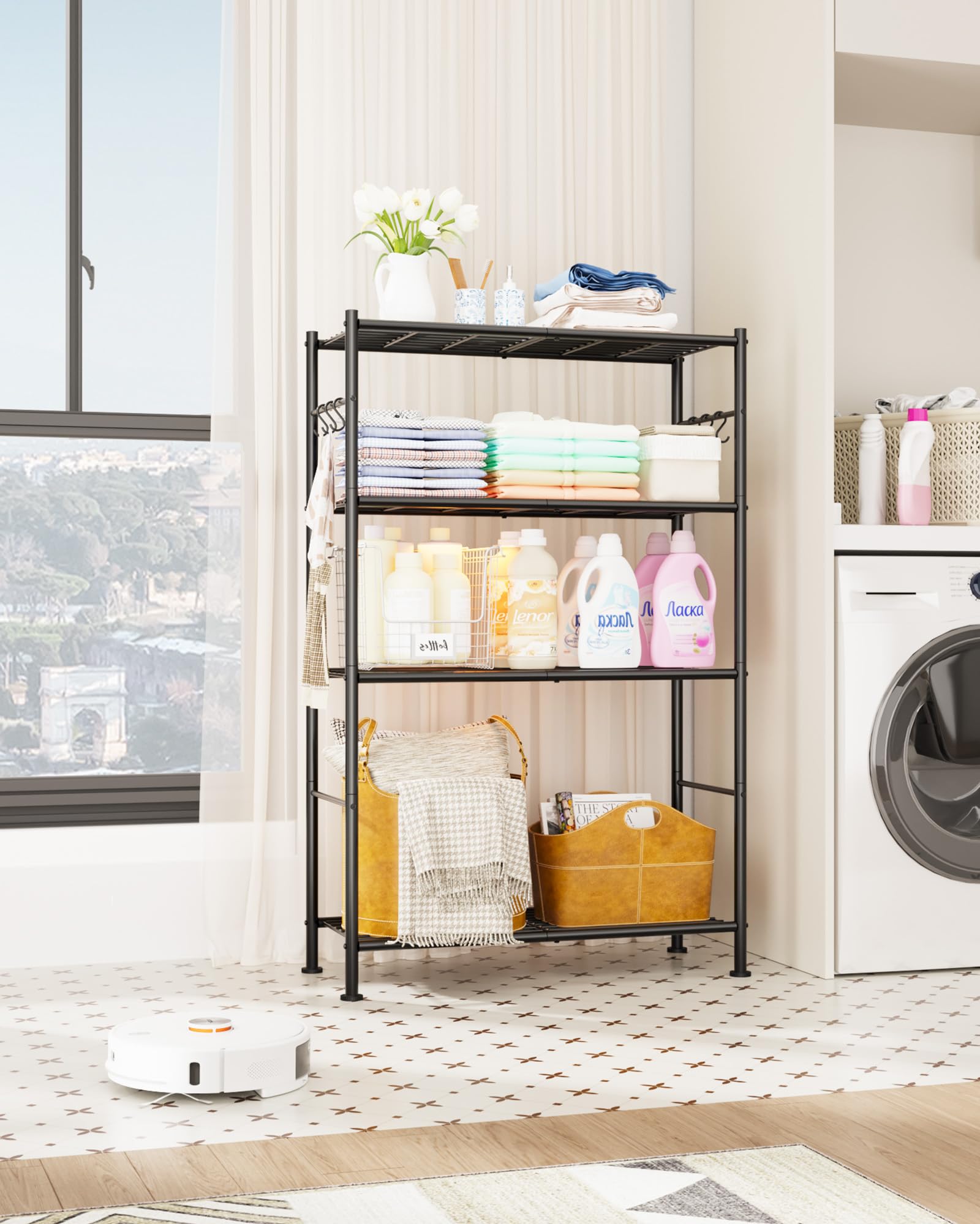 Sakugi 4-Tier shelf garage use helps store heavy items safely