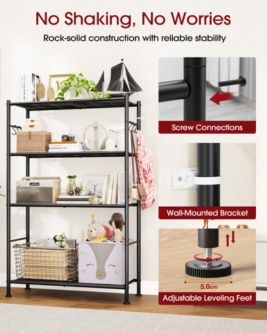 Sakugi 4-Tier shelf side rods provide added hanging space and reach