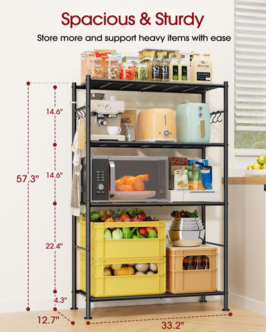 Sakugi 4-Tier shelf with smooth finish aids easy cleaning and rust resistance