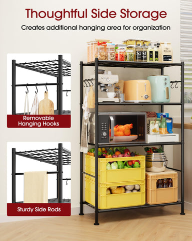 Sakugi 4-Tier shelf with hooks offers versatile storage for tools and kitchenware
