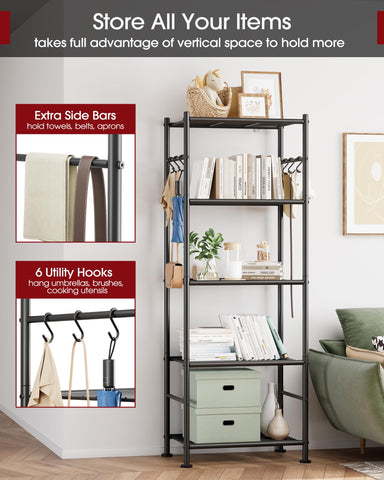 Sakugi garage organization example with bins and handheld tools.