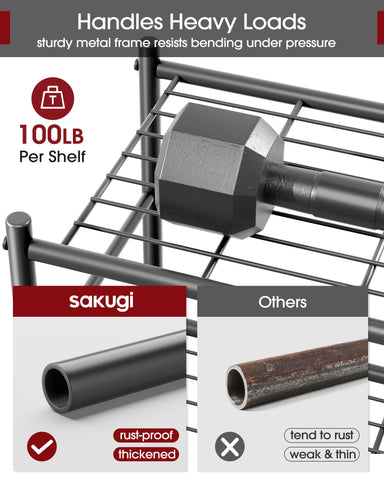 Sakugi kitchen storage keeps pantry items organized and accessible.