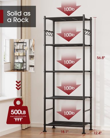 Sakugi shelf leveling feet provide wobble-free stability on uneven floors.