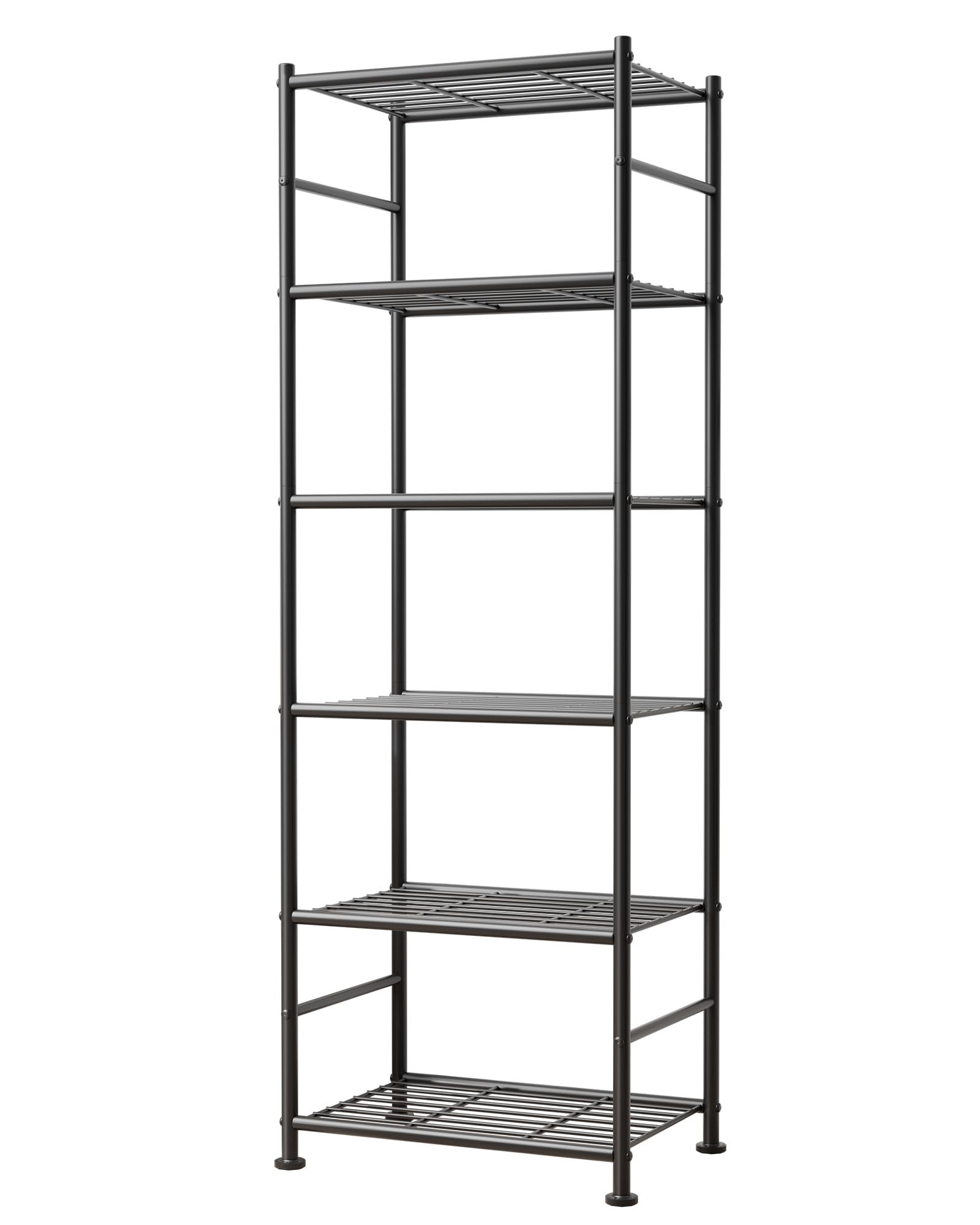 Sakugi 6-tier shelving unit with metal frame ready for kitchen storage.