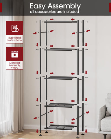 Sakugi adjustable leveling feet keep the shelf stable on uneven floors.