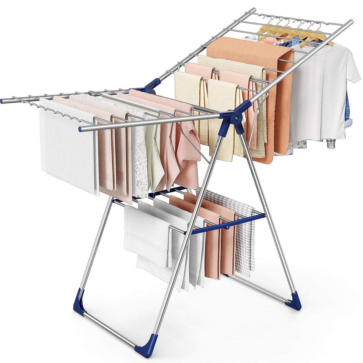 Sakugi clothes drying rack assembly view, quick setup for everyday laundry tasks.