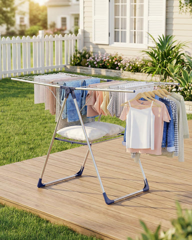 Sakugi clothes drying rack large-load-capacity handles bulky items with ease.