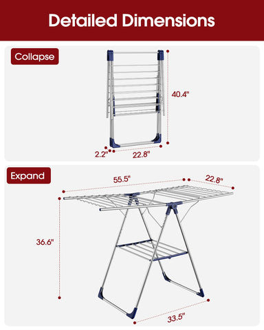 Sakugi clothes drying rack rod-spacing enhances airflow for faster drying.