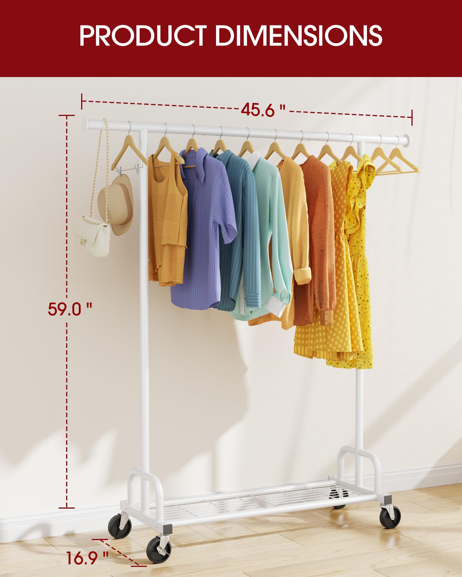 Sakugi clothes rack 25mm steel tubes close-up highlights sturdy support.