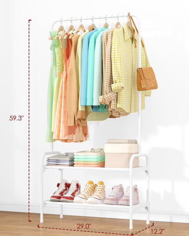 Sakugi clothes rack assembly side view highlights sturdy construction and easy setup.