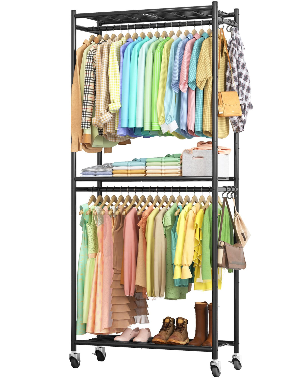 Sakugi Clothes Rack assembly with metal frame demonstrates sturdy setup for easy installation