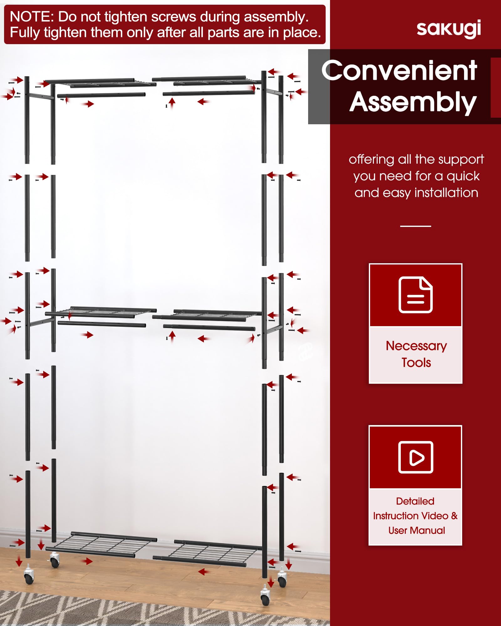 Sakugi Clothes Rack bedroom storage helps declutter for a neat living space