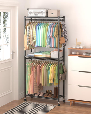 Sakugi Clothes Rack black finish adds a sleek touch to any room