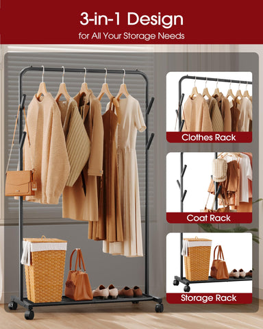 Sakugi Clothes Rack bottom mesh shelf for shoes and folded items.