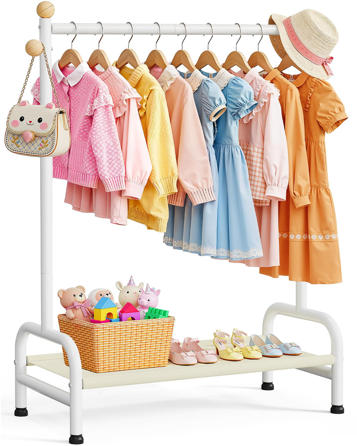 Sakugi Clothes Rack compact dress-up station keeps outfits organized.