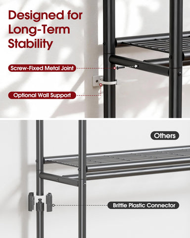 Sakugi rack with dual hanging rods maximizes closet capacity