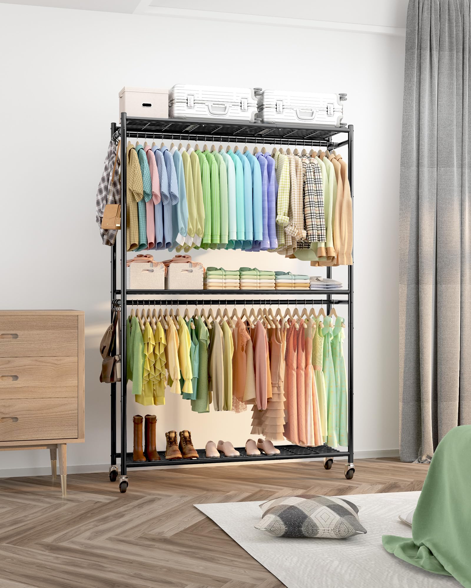 Sakugi rack entryway keeps bags and hats neatly organized