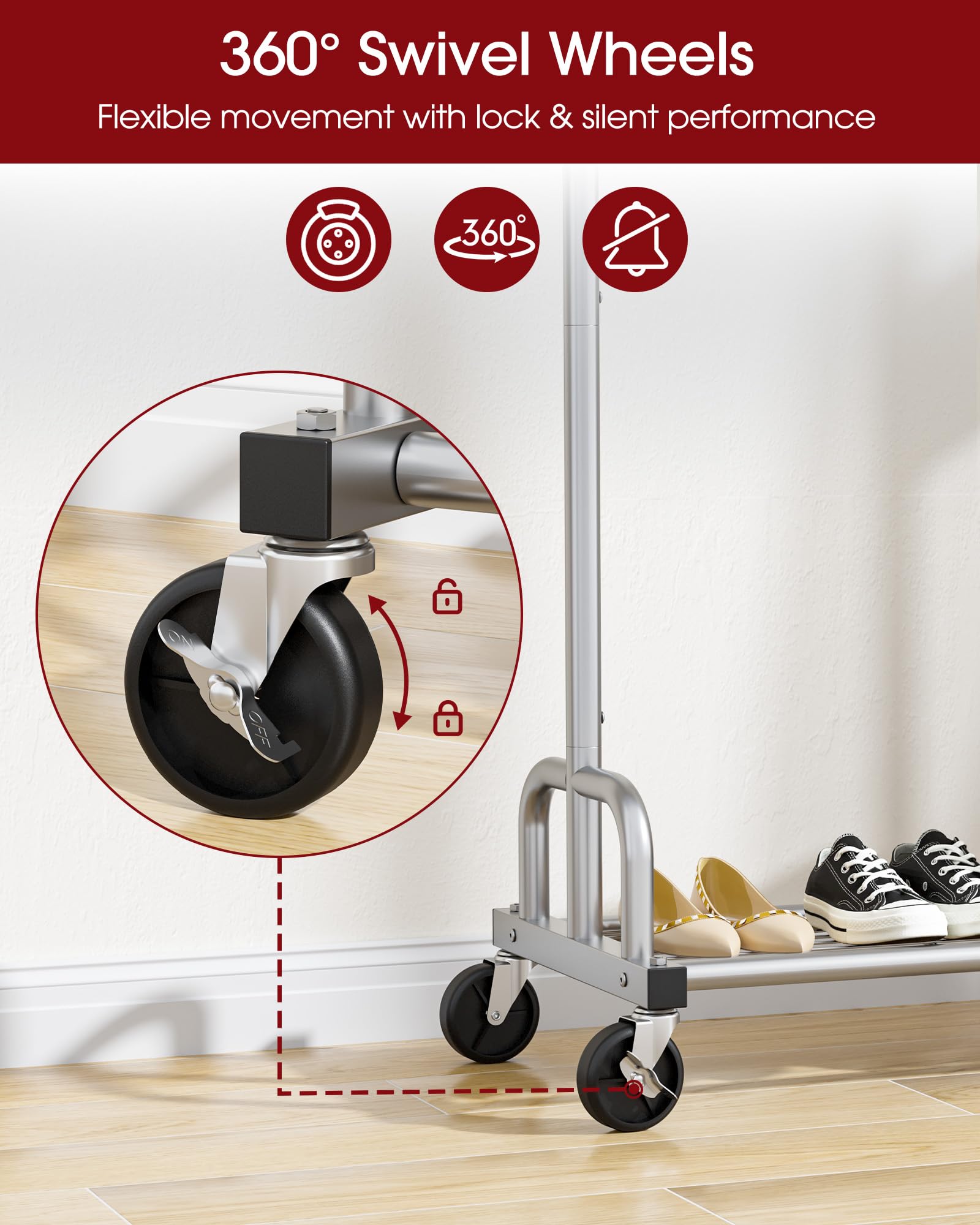 Sakugi clothes rack extendable rod enables flexible garment storage.