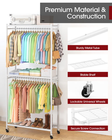 Sakugi Clothes Rack with hanger rods demonstrates versatile storage for outfits.