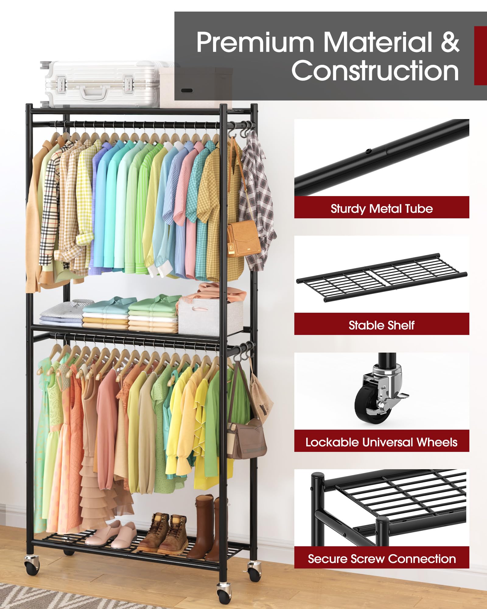 Sakugi Clothes Rack hanger rods display versatile garment hanging options for daily outfits