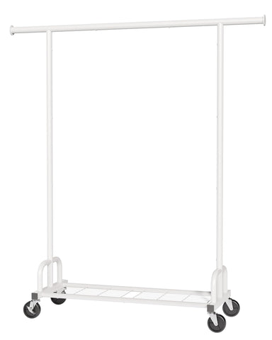 Sakugi rack with lockable wheels demonstrates smooth, secure mobility.