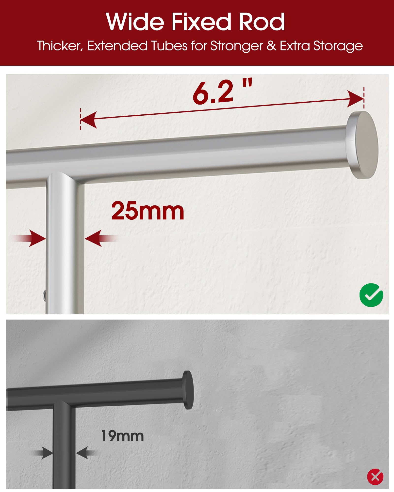 Sakugi clothes rack mesh shelf detail reinforces overall stability.