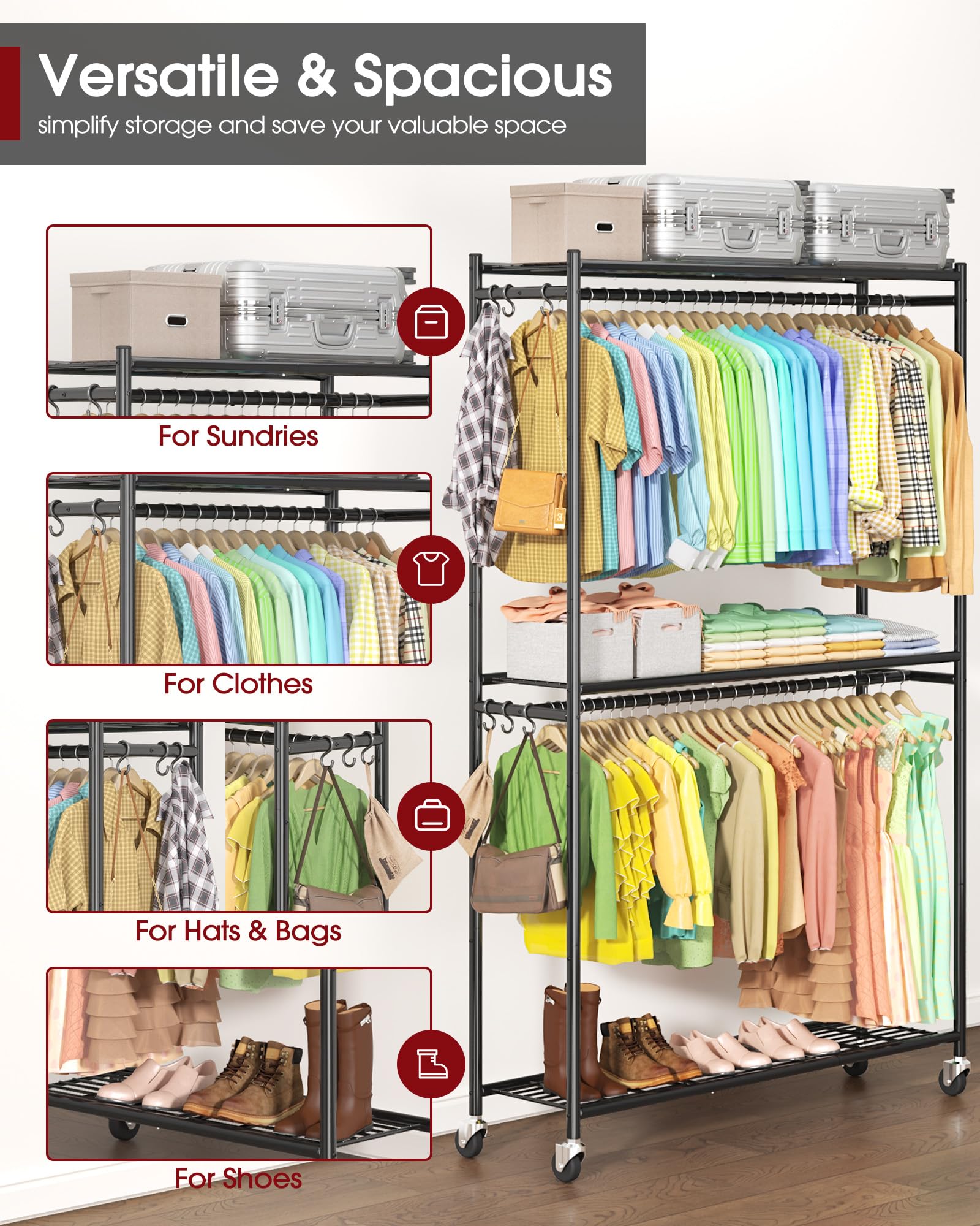 Sakugi rack shelves provide breathable storage for clothes and shoes