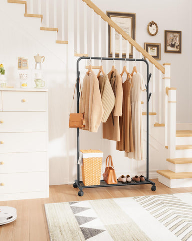 Sakugi Clothes Rack tool-free snap assembly speeds setup.