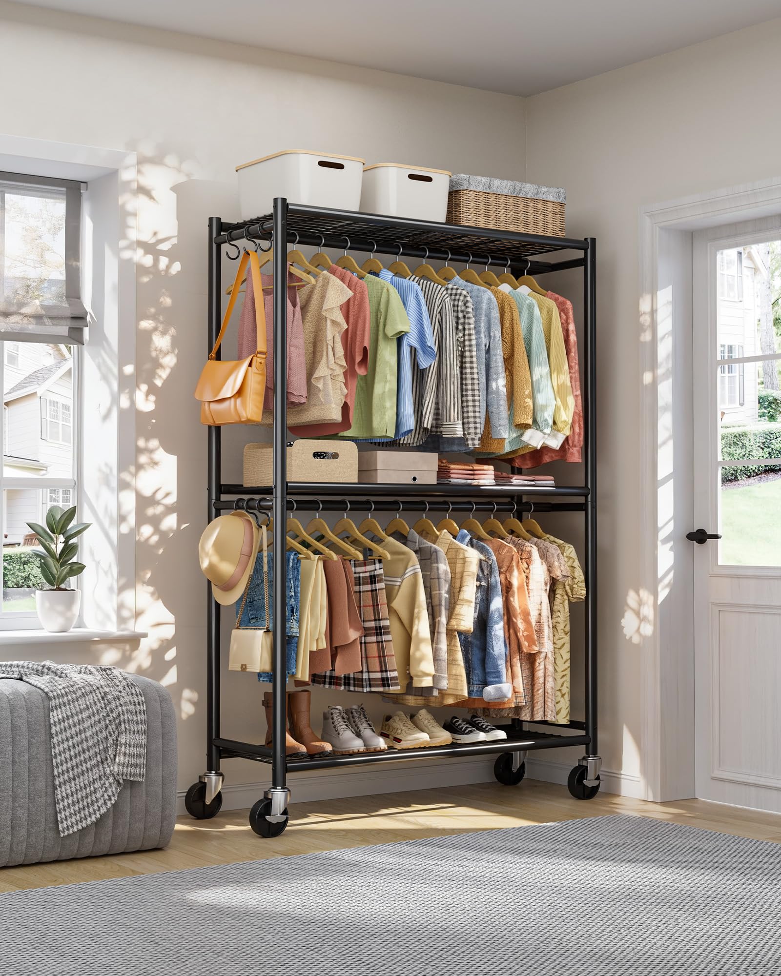 Sakugi rack demonstrates two installation options for stability and mobility