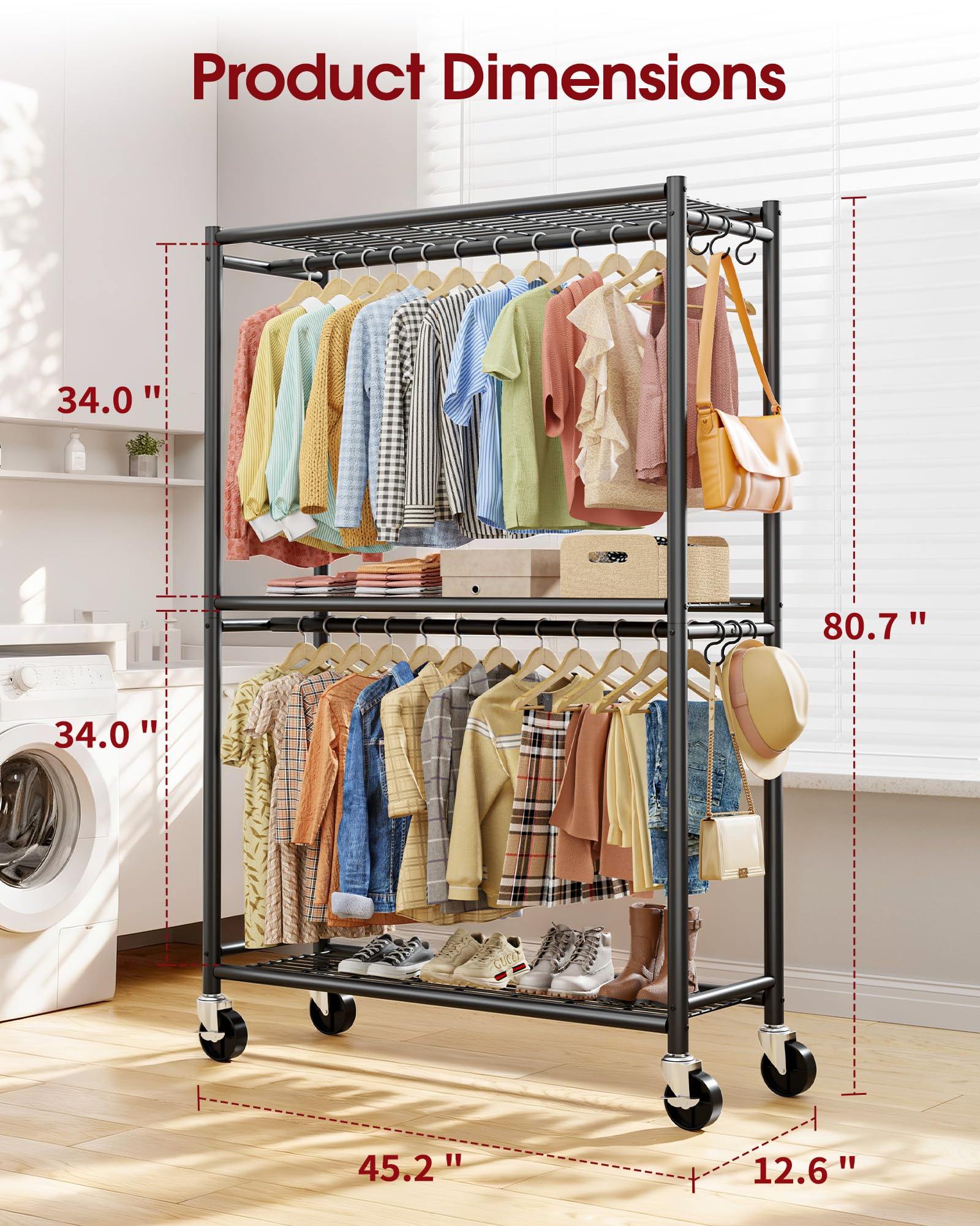 Sakugi rack with wheels enables easy room reconfiguration and relocation