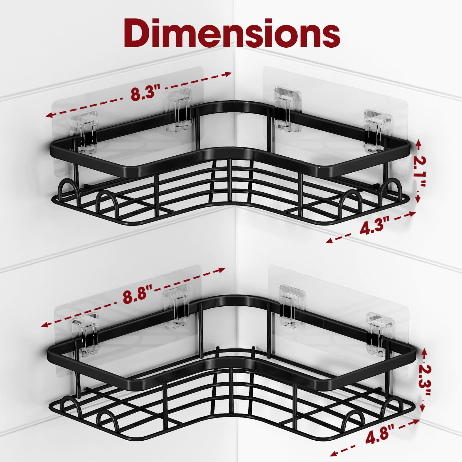 Sakugi space-saving corner shelf design maximizes bathroom storage.